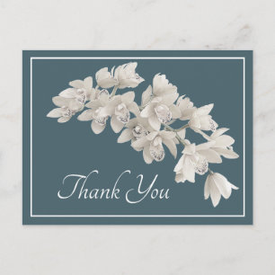 White Orchids Cyan Hintergrund Danke Postkarte