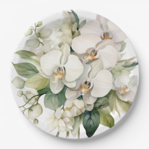 White Orchids Hochzeit Pappteller