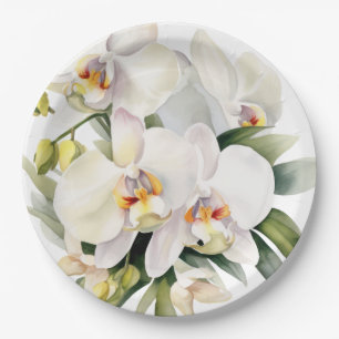 White Orchids Hochzeit Pappteller