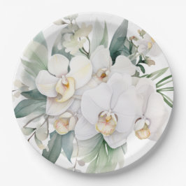 White Orchids Hochzeit Pappteller