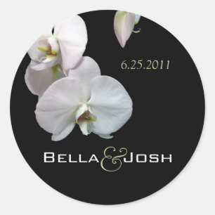 White Orchids Hochzeitsticker Runder Aufkleber