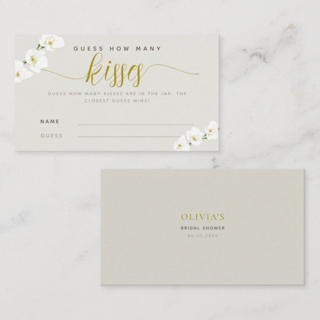 White Orchids Moderner Chic Wie viele Kisses Game Platzkarte (Vorne/Hinten)