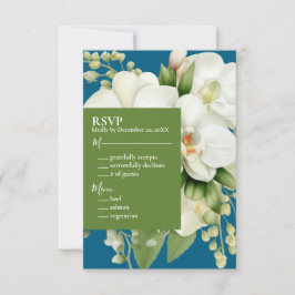 White Orchids Ocean Blue Wedding Einladung