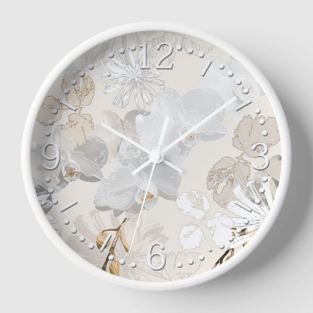 White orchids on a light cream   uhr (Vorderseite)