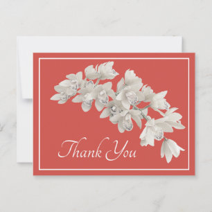 White Orchids Orange Hintergrund Vielen Dank Postkarte