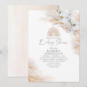 White Orchids Pampas Grass Rainbow Baby Dusche Einladung