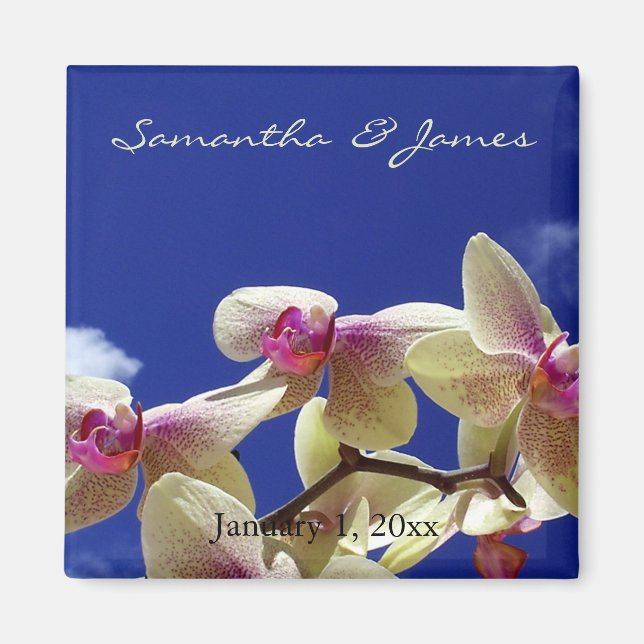 White Orchids und Blue Sky Personal Wedding Magnet (Vorne)