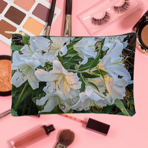 White Oriental Lilies Floral Zubehörtasche