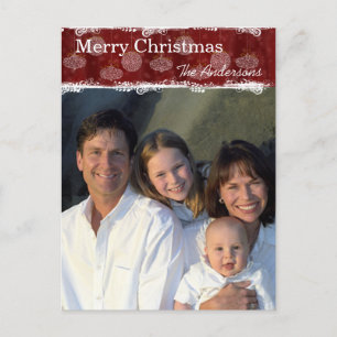White Ornaments Familienweihnachtliches Foto Postk Feiertagspostkarte