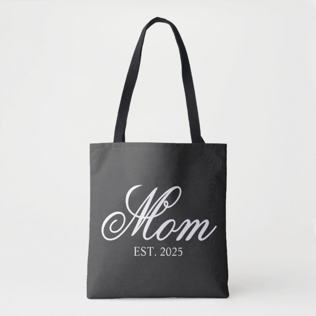 White Ornate Script Established Mom Tasche (Vorderseite)