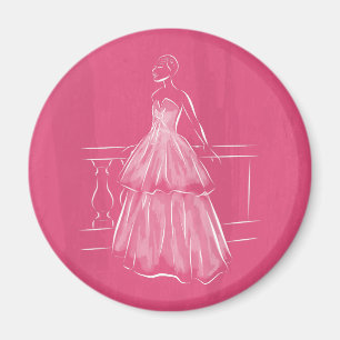 White Out Negative Space Gown Magnet