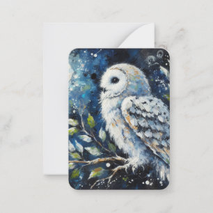 White Owl bei Night Blue Green Art Trading Card Mitteilungskarte