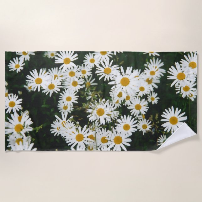 White Oxeye Daisy, Moon Daisy Meadow Strandtuch (Vorderseite)