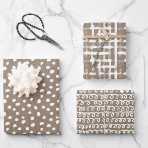 White Paint Rustic Kraft Simple Elegante Weihnacht Geschenkpapier Set