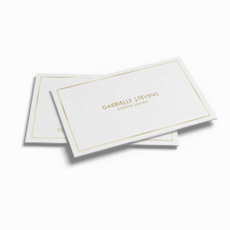 White Paisley Background Gold Frame Visitenkarte