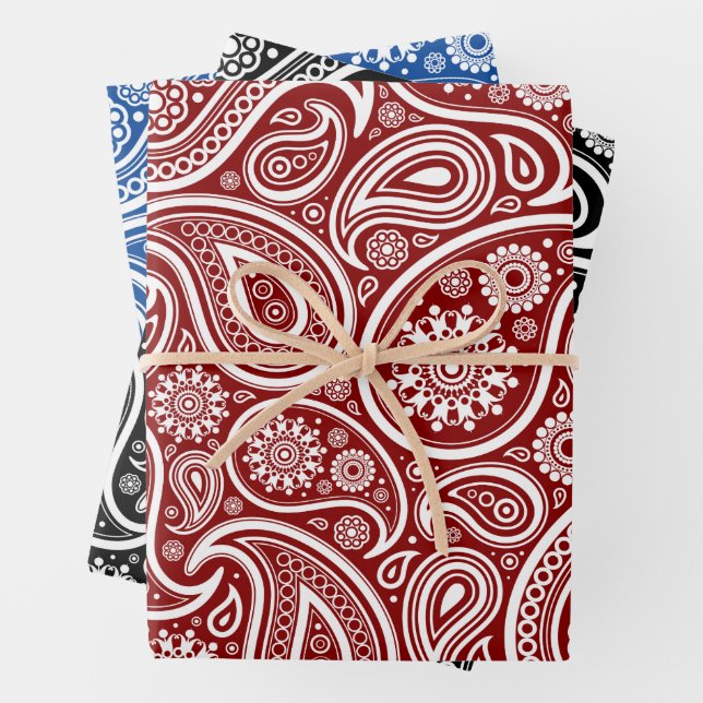 White paisley pattern wrapping paper sheets geschenkpapier set (Beispiel)