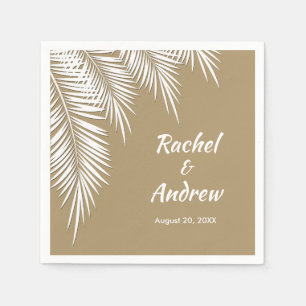 White Palm auf Gold Party Napkins Serviette
