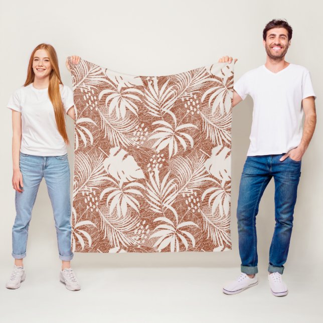 White Palm Blätter Rose Taupe Fleecedecke (Beispiel)