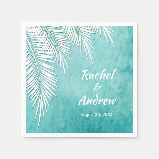 White Palm Ocean Türkise Blue Party Napkins Serviette (Vorderseite)