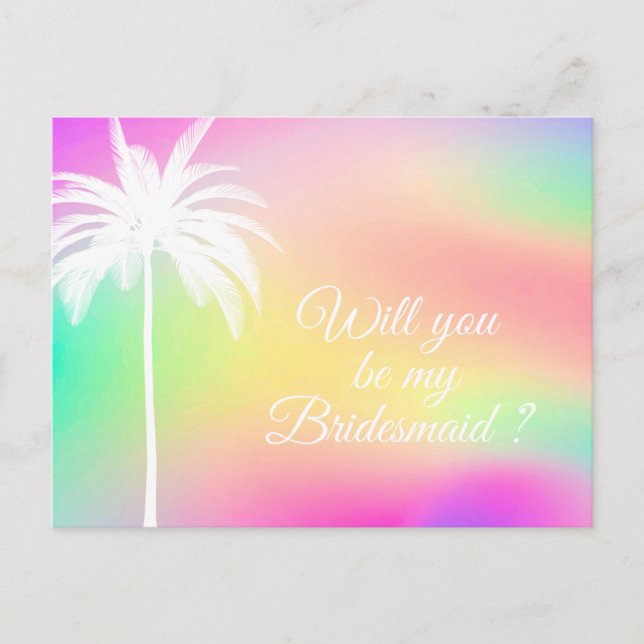 White Palm Will You Be My Bridesmaid Invitation (Devant)