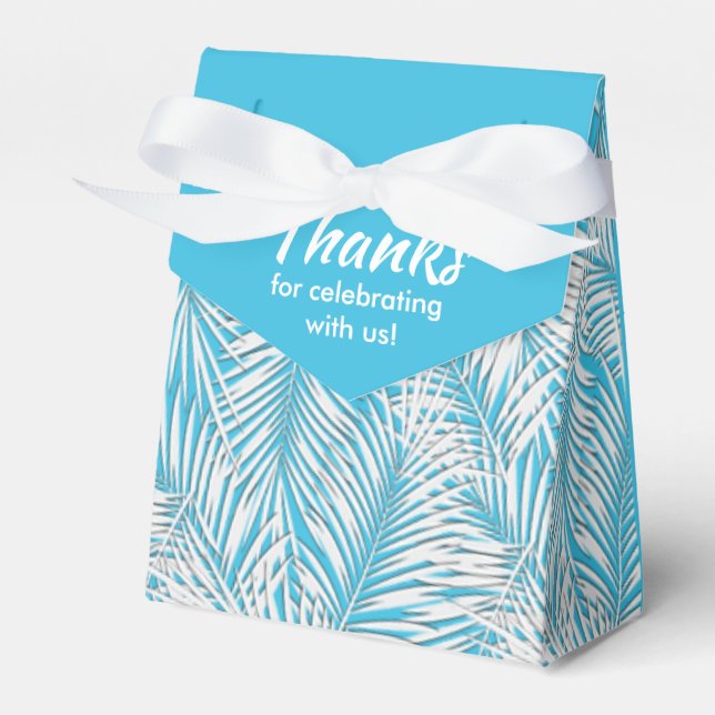 White Palms on Blue Zent Style Gastgeschenk Boxes Geschenkschachtel (Vorderseite)