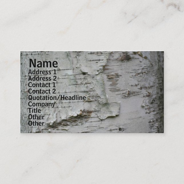 White Paper Birch Barke Nature Business Card Visitenkarte (Vorderseite)