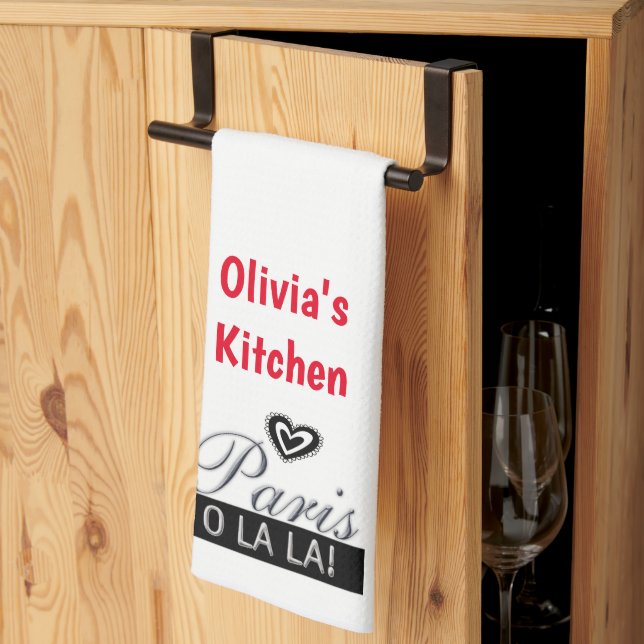 White Paris O La La Red Kitchen Handtuch (Drittel gefaltet)