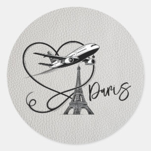 White Paris Passport Runder Aufkleber