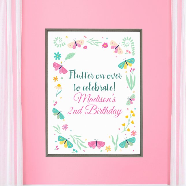 White Pastel Butterfly Girl’s Garden Welcome Poster (Von Creator hochgeladen)