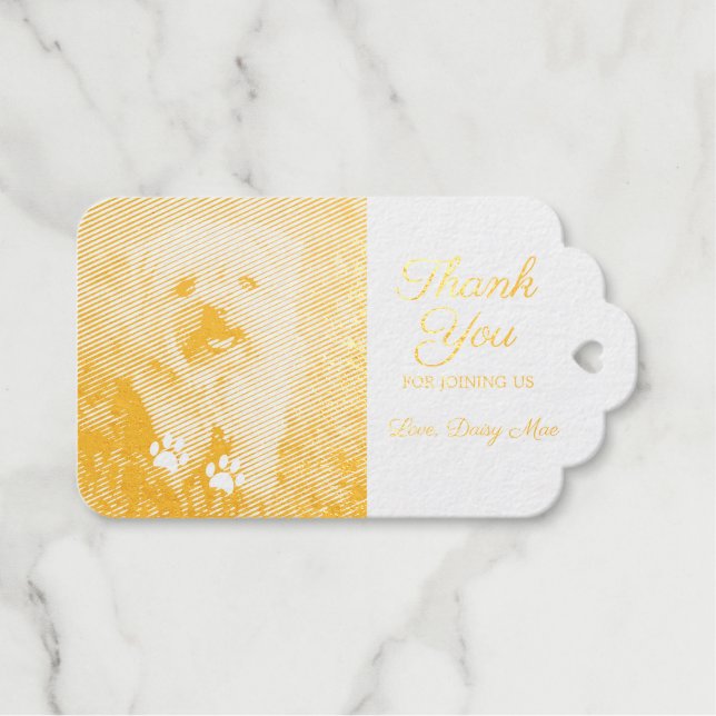White Paw Prints Pink Pet Foto Vielen Dank Geschenkanhänger (Vorderseite (Horizontal))