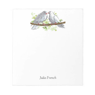 White Peace Dove Birds sur le Bloc-notes de la bra