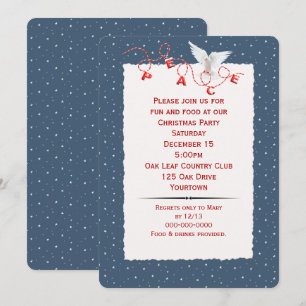 White Peace Dove in Snowflakes Party Einladung