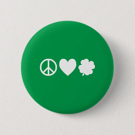 White Peace Liebe & Kleeblatts Button