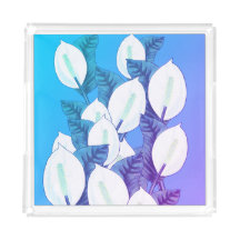 White Peace Lily Illustration Blassblau Lila