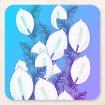 White Peace Lily Illustration Blassblau Lila