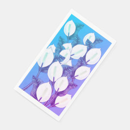 White Peace Lily Illustration Blassblau Lila Serviette