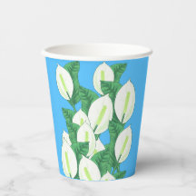 White Peace Lily Illustration Blassblau