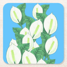 White Peace Lily Illustration Blassblau