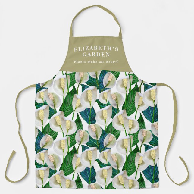 White Peace Lily Pattern Schürze (Vorderseite)