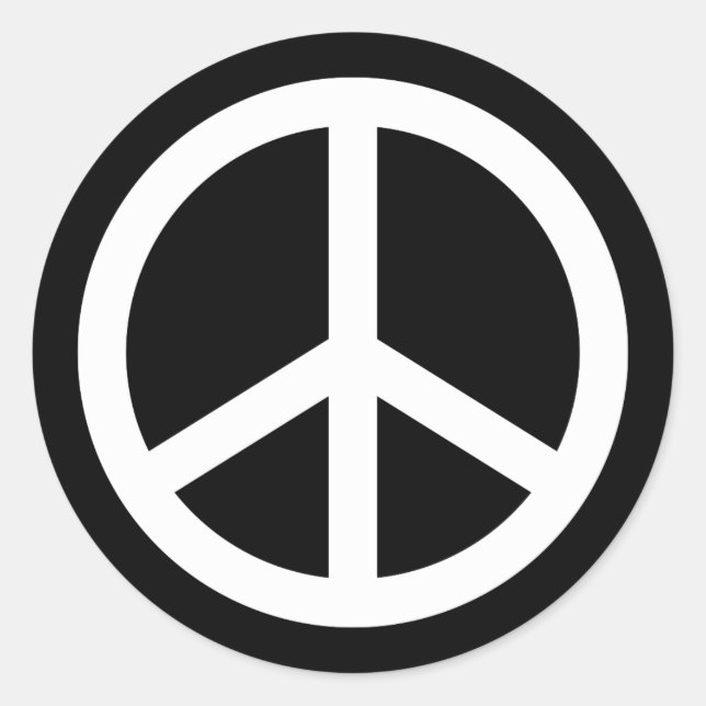 White Peace Sign Runder Aufkleber (Vorderseite)