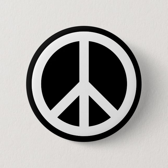 White Peace Symbol Button (Vorderseite)
