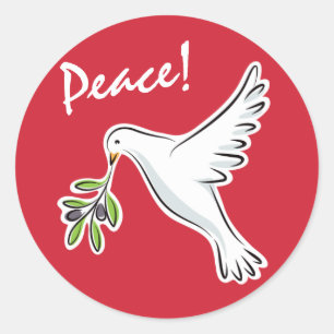 White Peace Taube im Roten Urlaub Runder Aufkleber