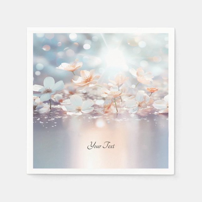 White Peach Floral Napkins Serviette (Vorderseite)