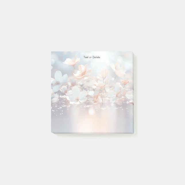 White Peach Floral Post It Notes Post-it Klebezettel (Vorderseite)
