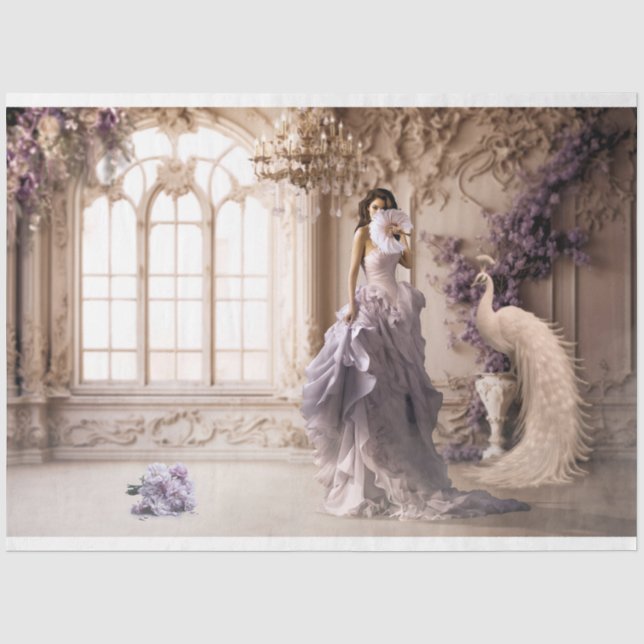 White Peacock & Lilac Parco Tassino Seidenpapier (Vorderseite)