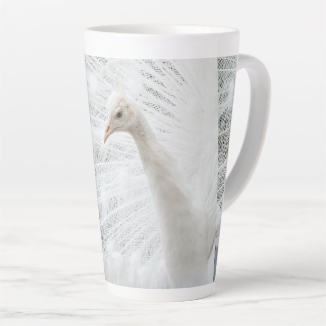 White Peacock schöne Federn Milchtasse (Rechte Ecke)