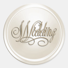 White Pearl and Gold Wedding Umschlag Aufkleber