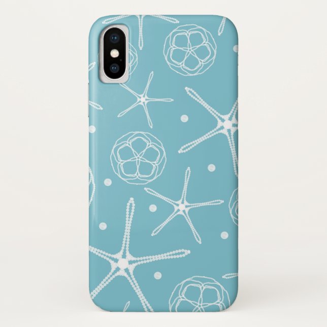 White Pearl Starfish Eleganter Classy Beach Case-Mate iPhone Hülle (Rückseite)