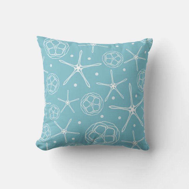 White Pearl Starfish Eleganter Classy Beach Kissen (Vorderseite)