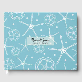 White Pearl Starfish Eleganter Strand Hochzeit Gästebuch